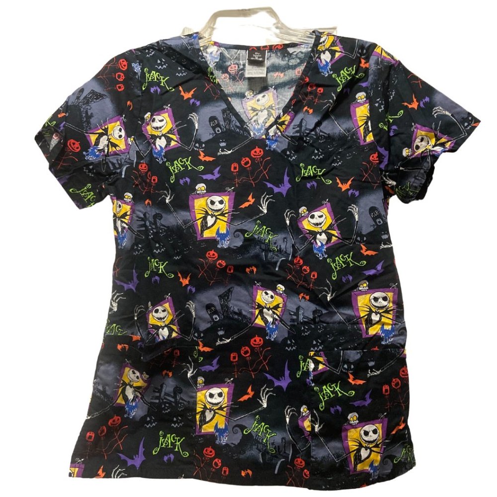 Disney Tim Burton's The nightmare before Christmas Halloween scrub top sz Small